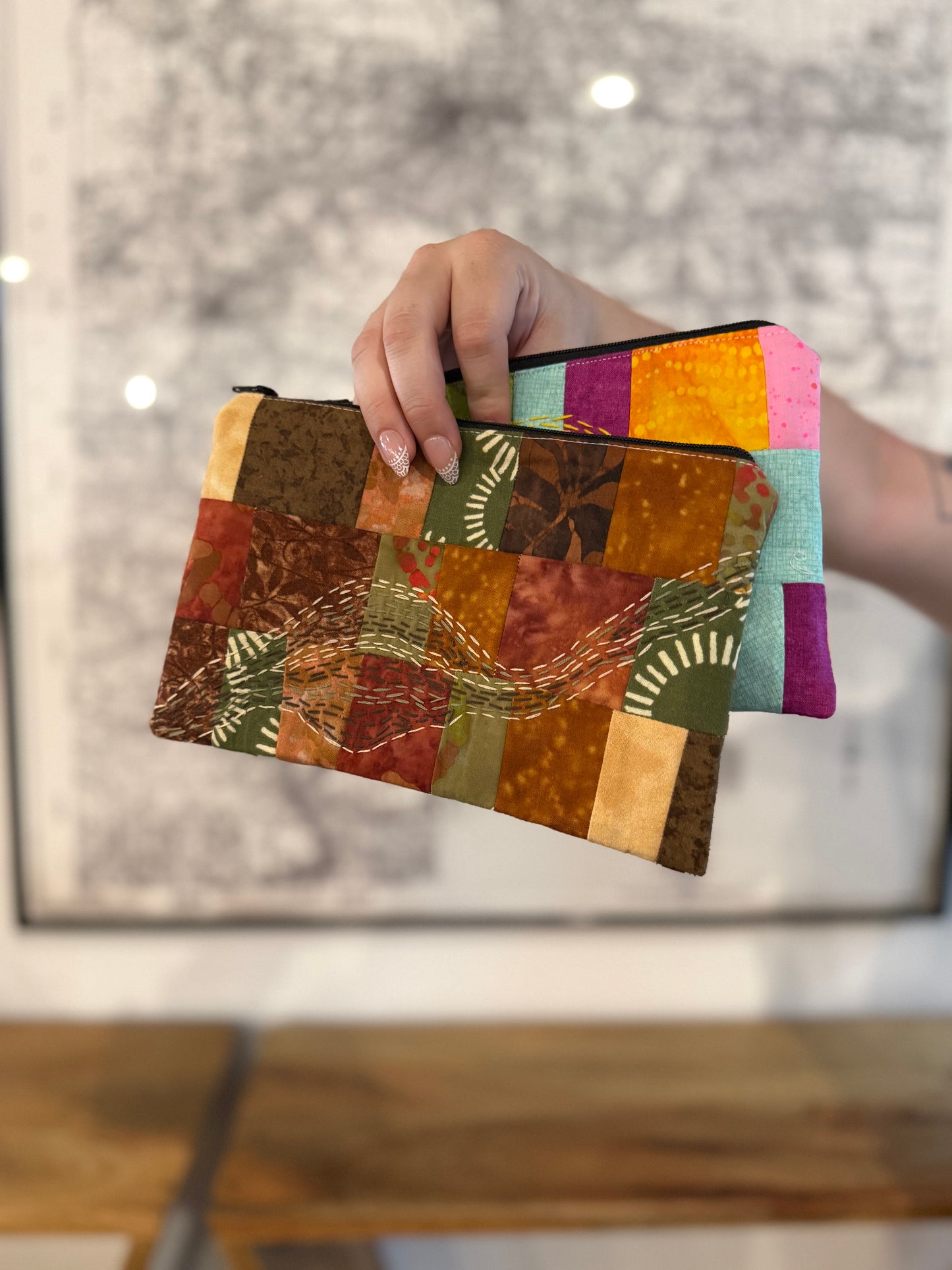 Slow Stitch Zipper Pouch