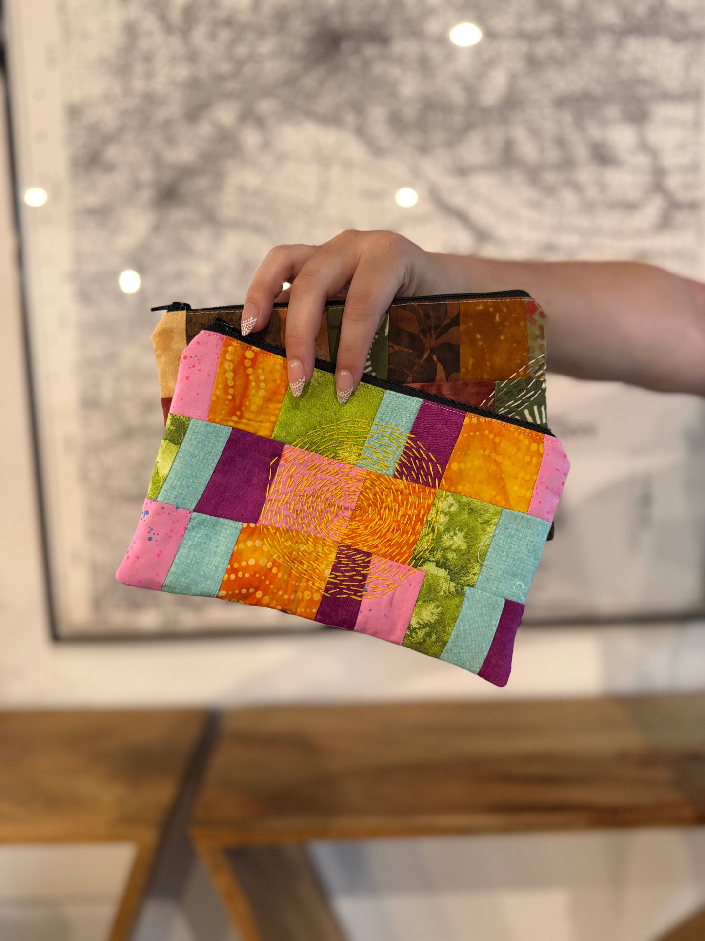 Slow Stitch Zipper Pouch